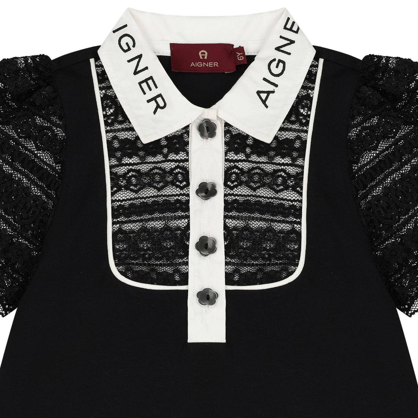 AIGNER Girls Black Logo Lace Dress