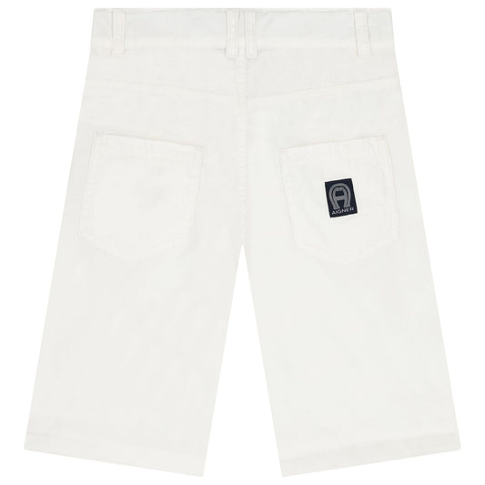 AIGNER Boys White Logo Shorts