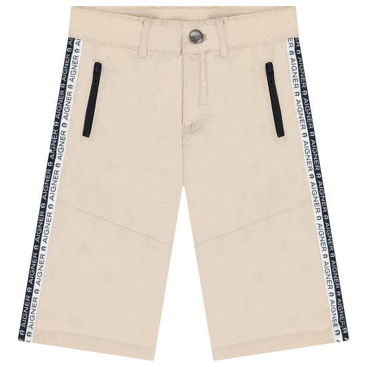 AIGNER Boys Beige Logo Shorts