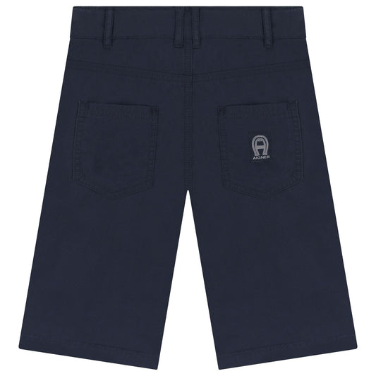 AIGNER Boys Navy Blue Logo Shorts