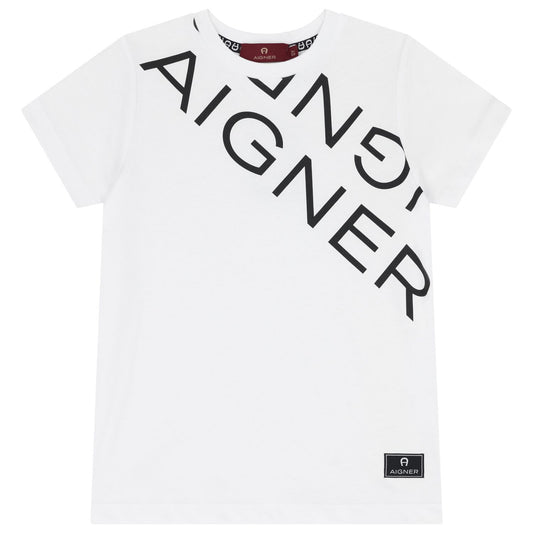 AIGNER Boys White Logo T-Shirt