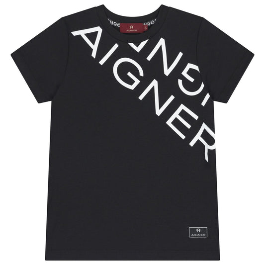 AIGNER Boys Black Logo T-Shirt
