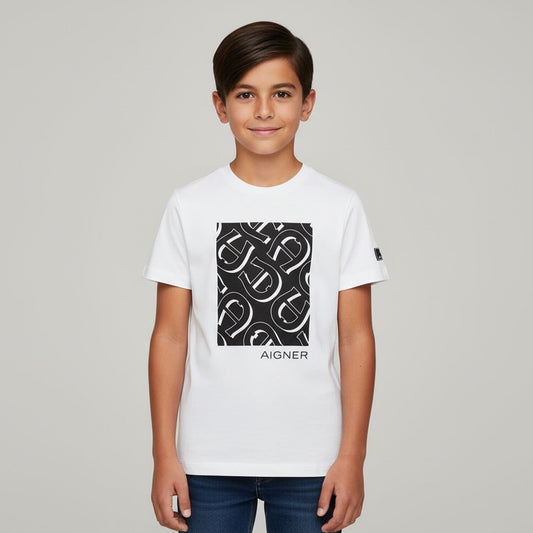 AIGNER Boys White Logo T-Shirt