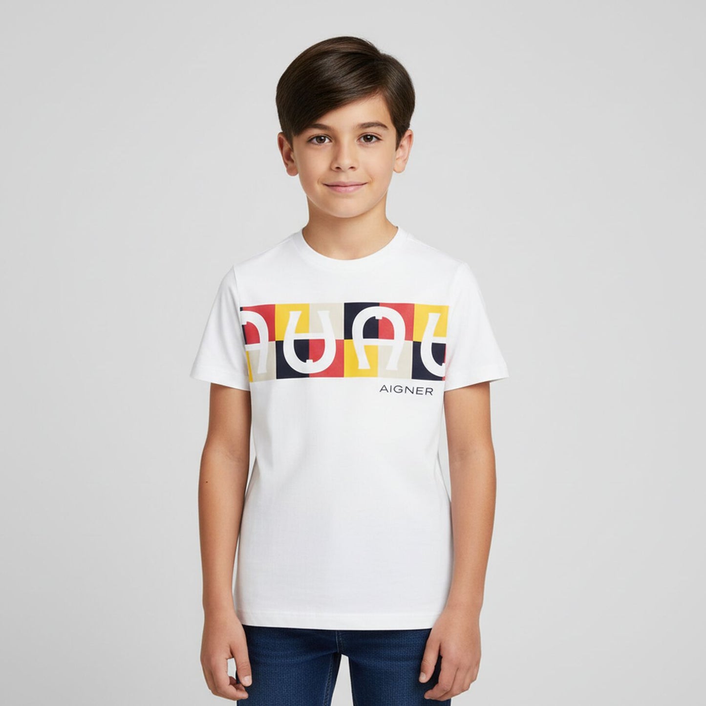 AIGNER Boys White Logo T-Shirt
