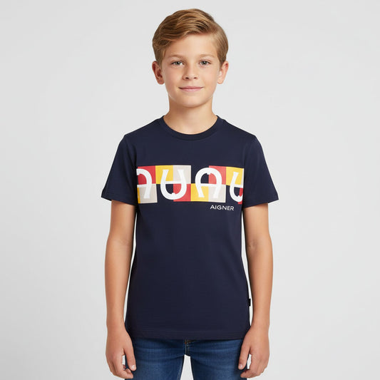 AIGNER Boys Navy Logo T-Shirt