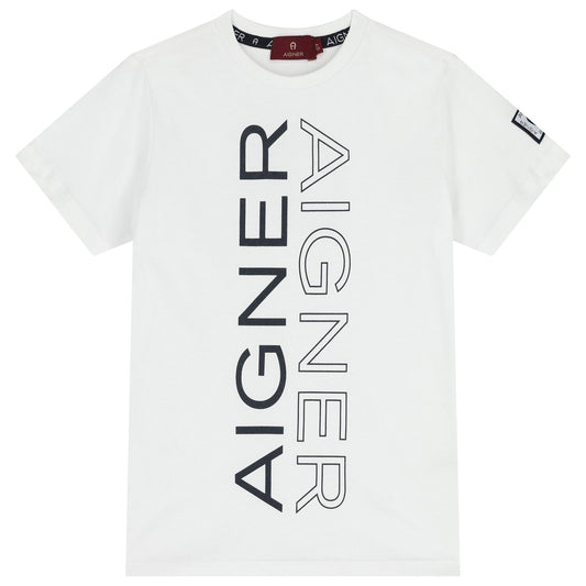 AIGNER Boys White Logo T-Shirt