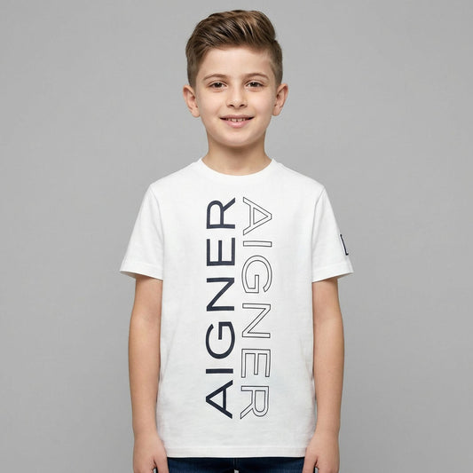 AIGNER Boys White Logo T-Shirt