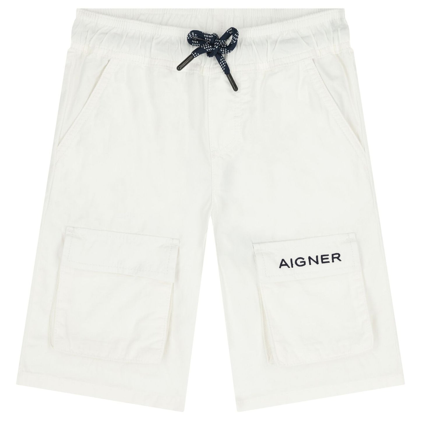 AIGNER Boys White Logo Shorts