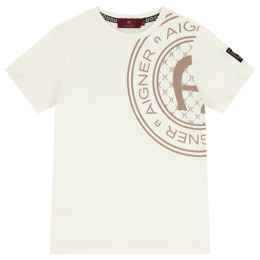 AIGNER Boys Ivory Logo T-Shirt