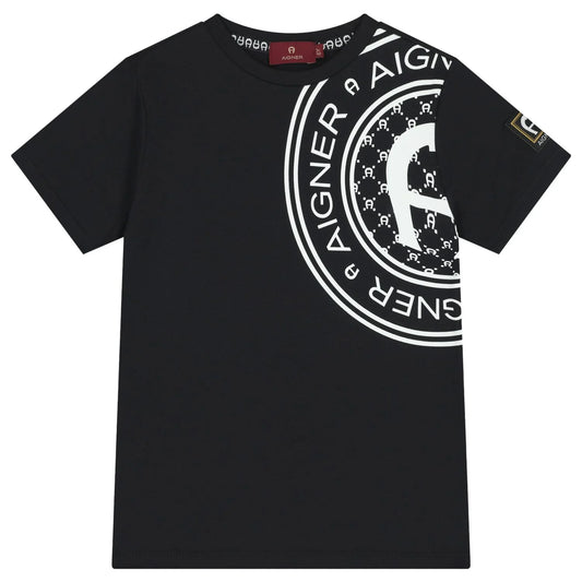 AIGNER Boys Black Logo T-Shirt