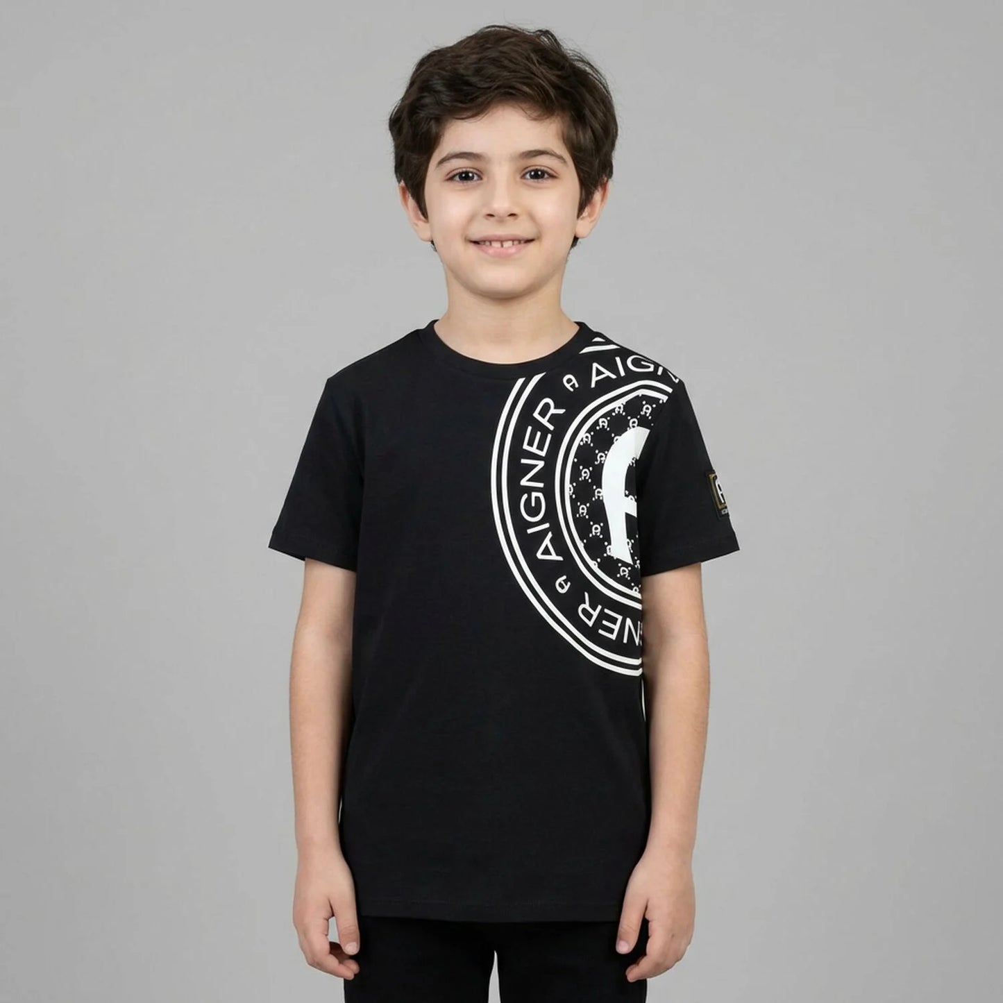 AIGNER Boys Black Logo T-Shirt