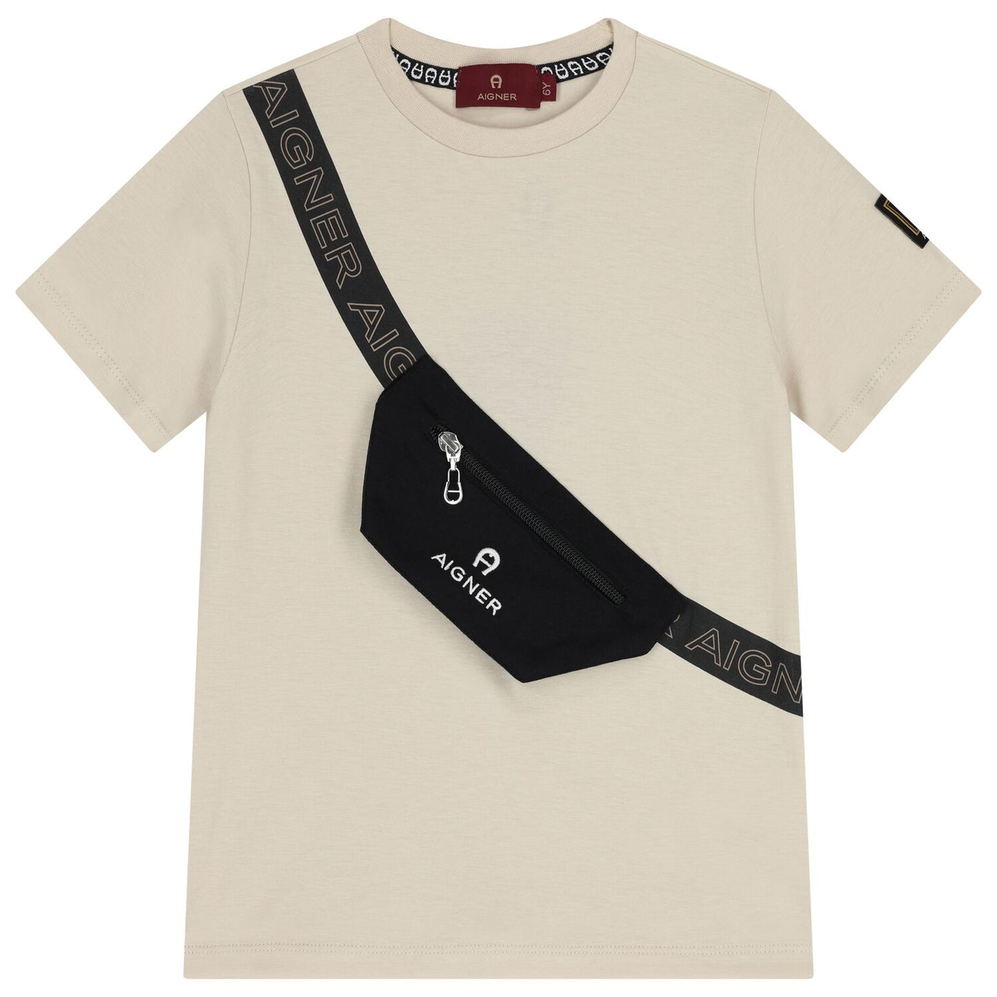 AIGNER Boys Beige Logo Bag T-Shirt