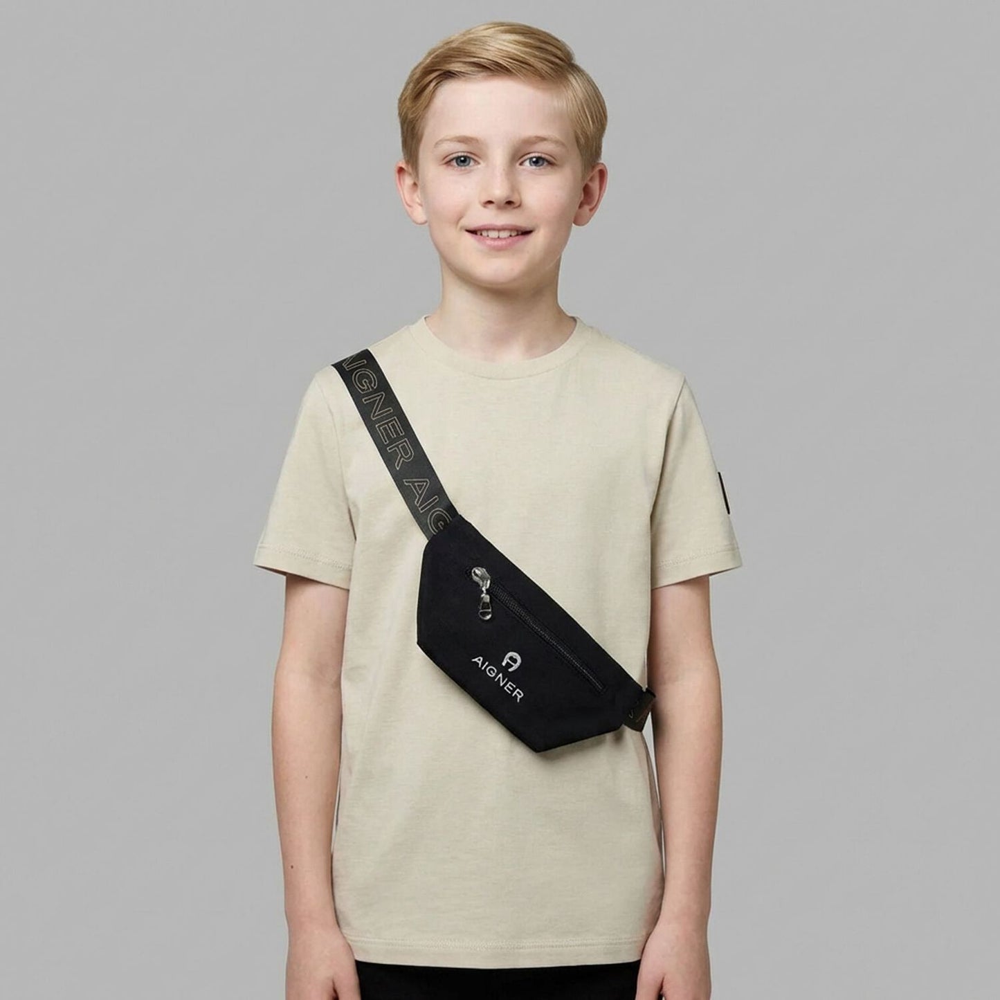 AIGNER Boys Beige Logo Bag T-Shirt