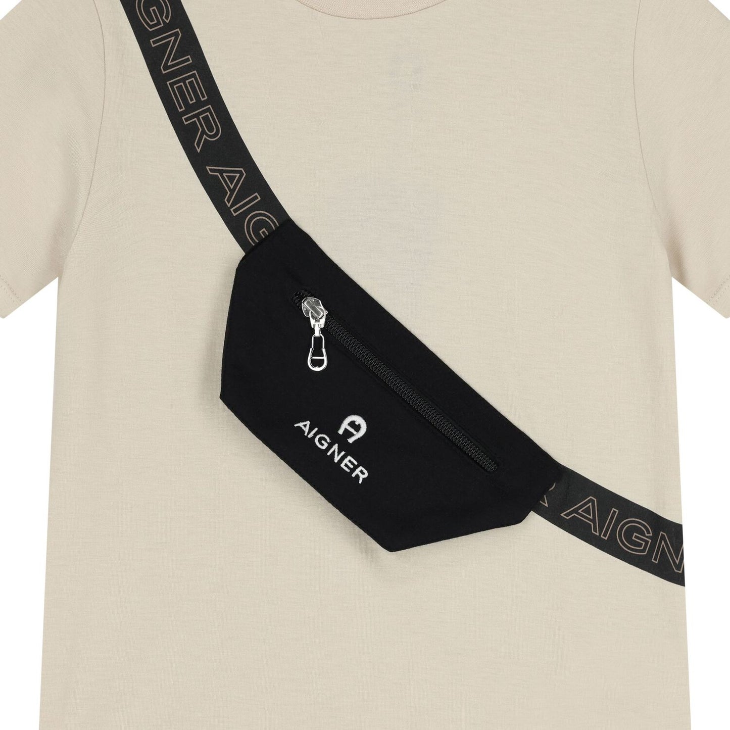 AIGNER Boys Beige Logo Bag T-Shirt