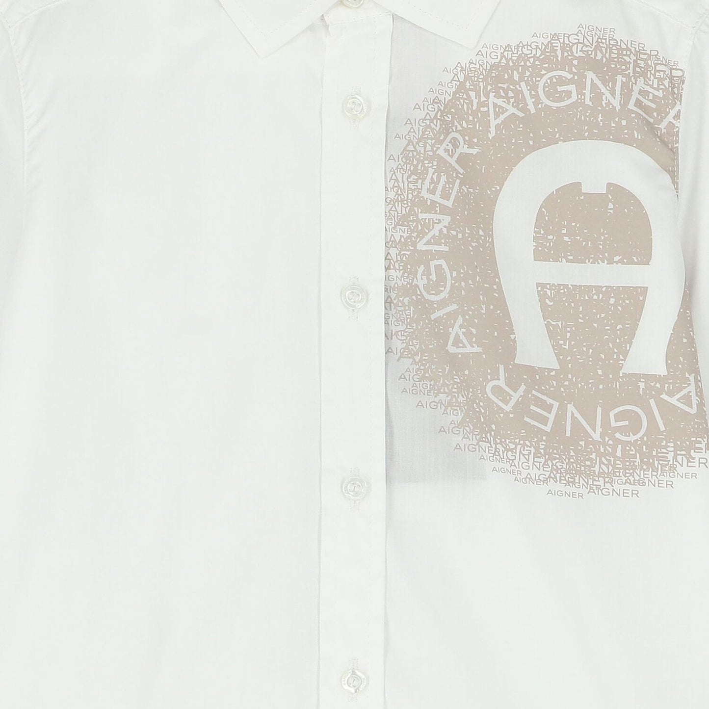 AIGNER Boys White & Beige Logo Shirt