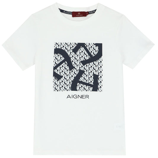 AIGNER Boys White Logo T-Shirt
