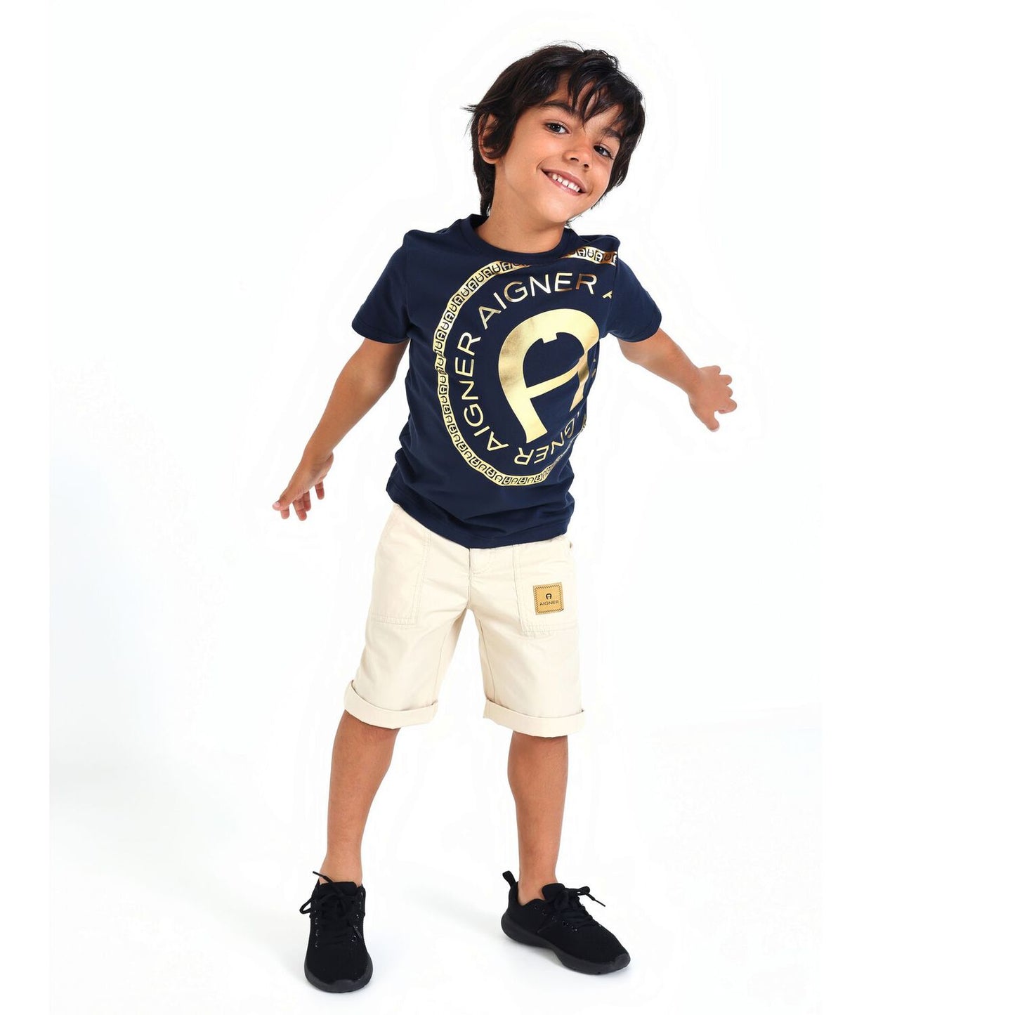 AIGNER Boys Beige Logo Shorts