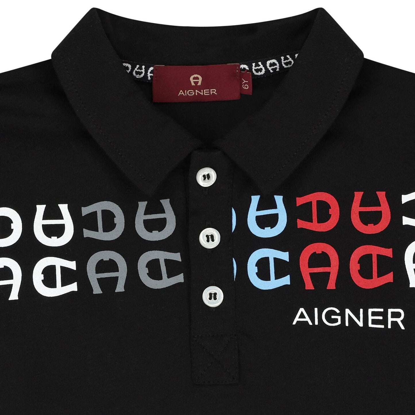 AIGNER Boys Black Logo Polo Shirt