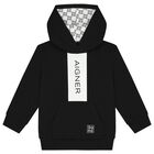 AIGNER Boys Black Logo Hooded Top