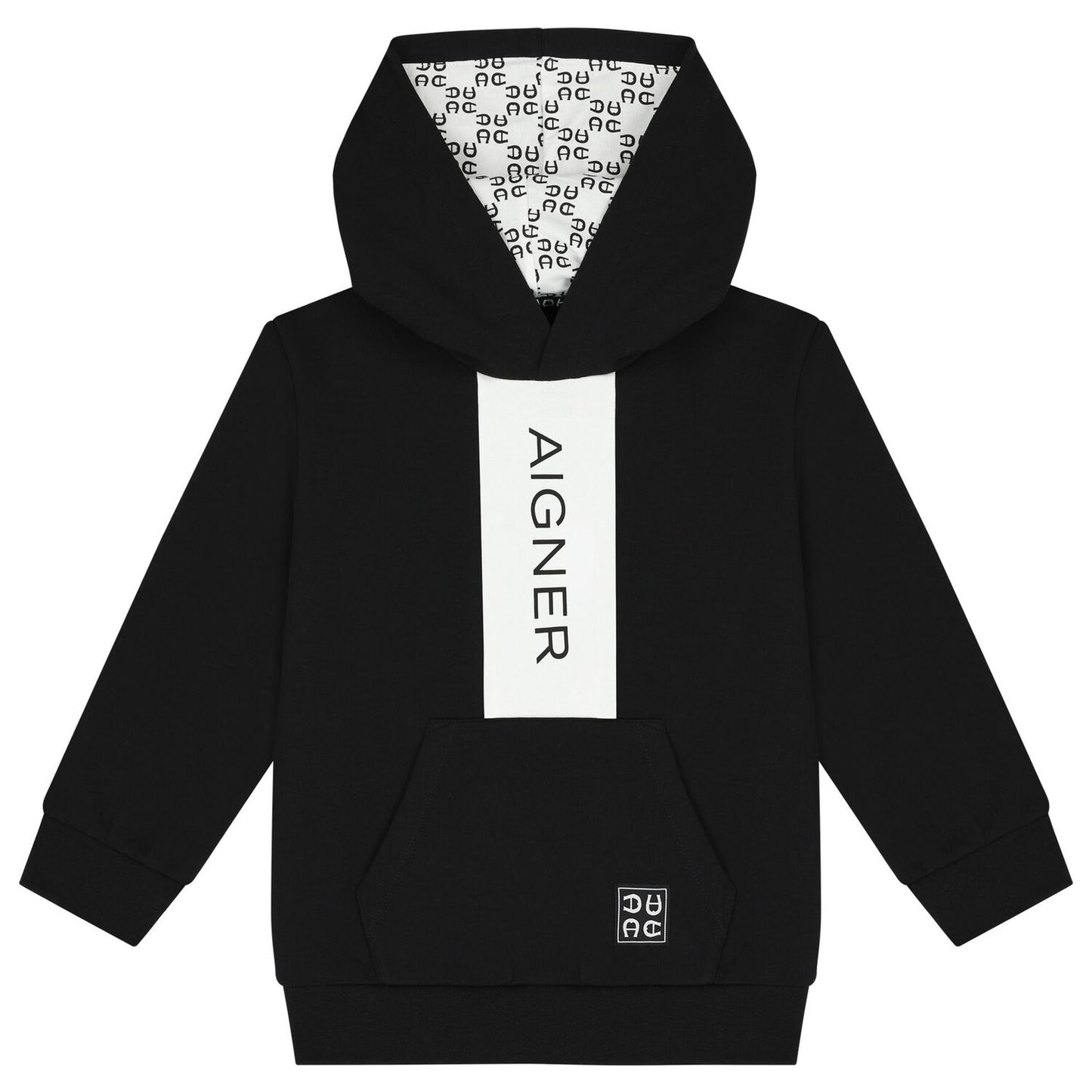 AIGNER Boys Black Logo Hooded Top