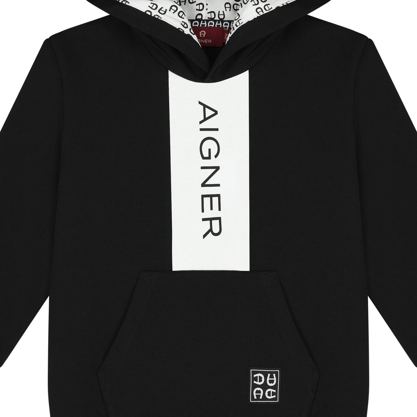 AIGNER Boys Black Logo Hooded Top