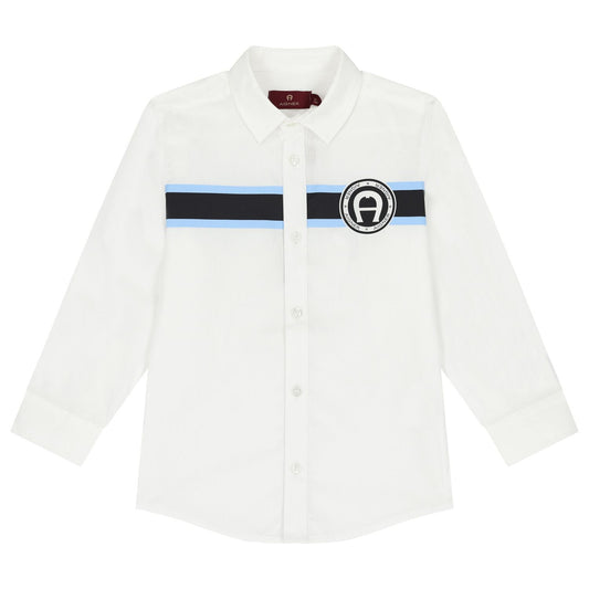 AIGNER Boys White Logo Shirts