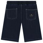 AIGNER Boys Blue Logo Denim Shorts