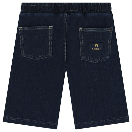 AIGNER Boys Blue Logo Denim Shorts
