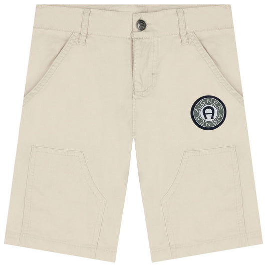 AIGNER Boys Beige Logo Shorts