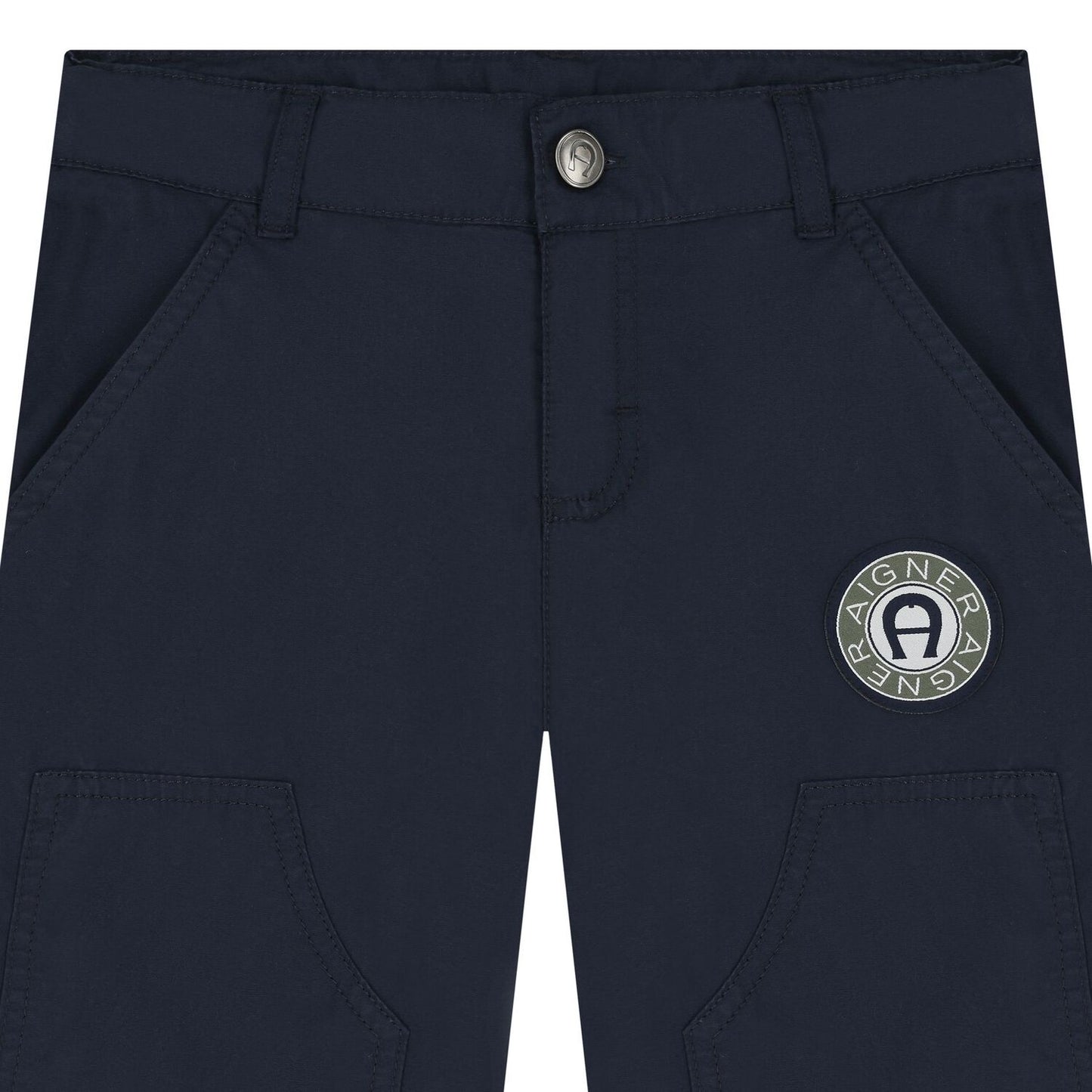 AIGNER Boys Navy Blue Logo Shorts