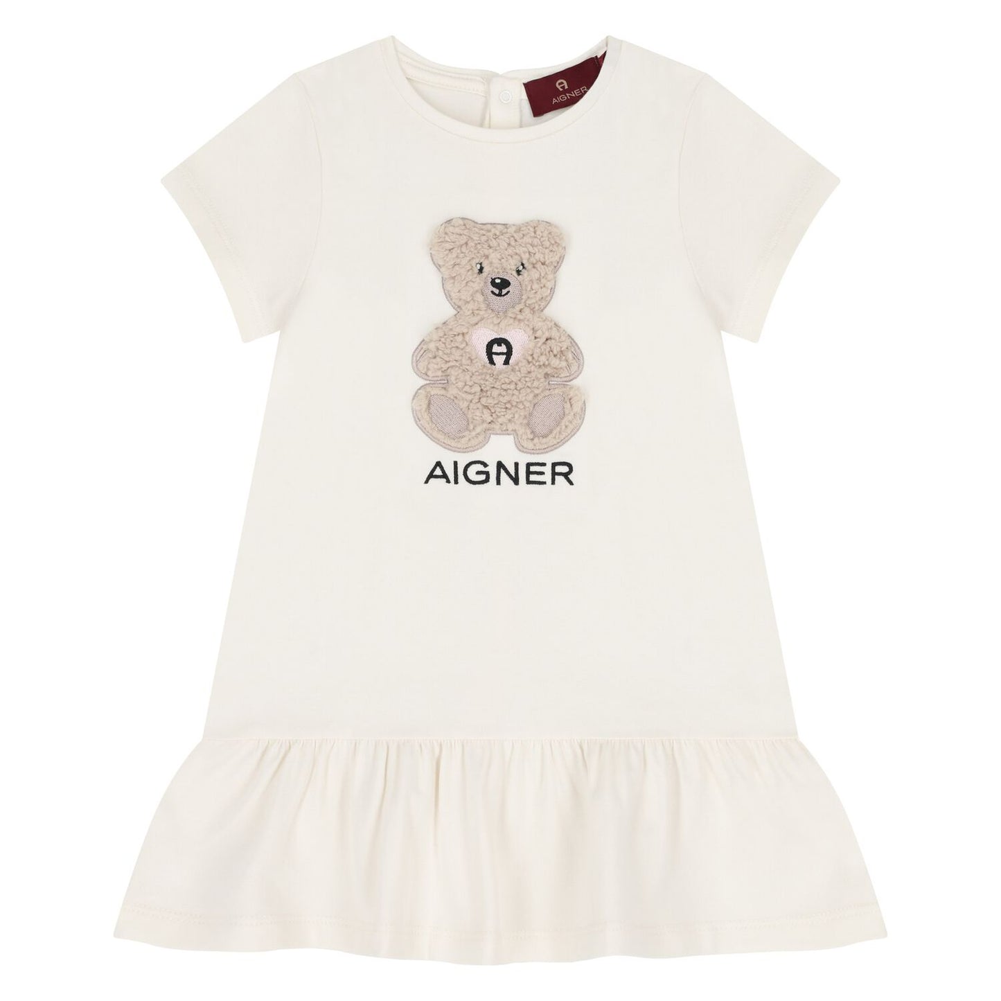 AIGNER Younger Girls Ivory Teddy Bear Logo Dress