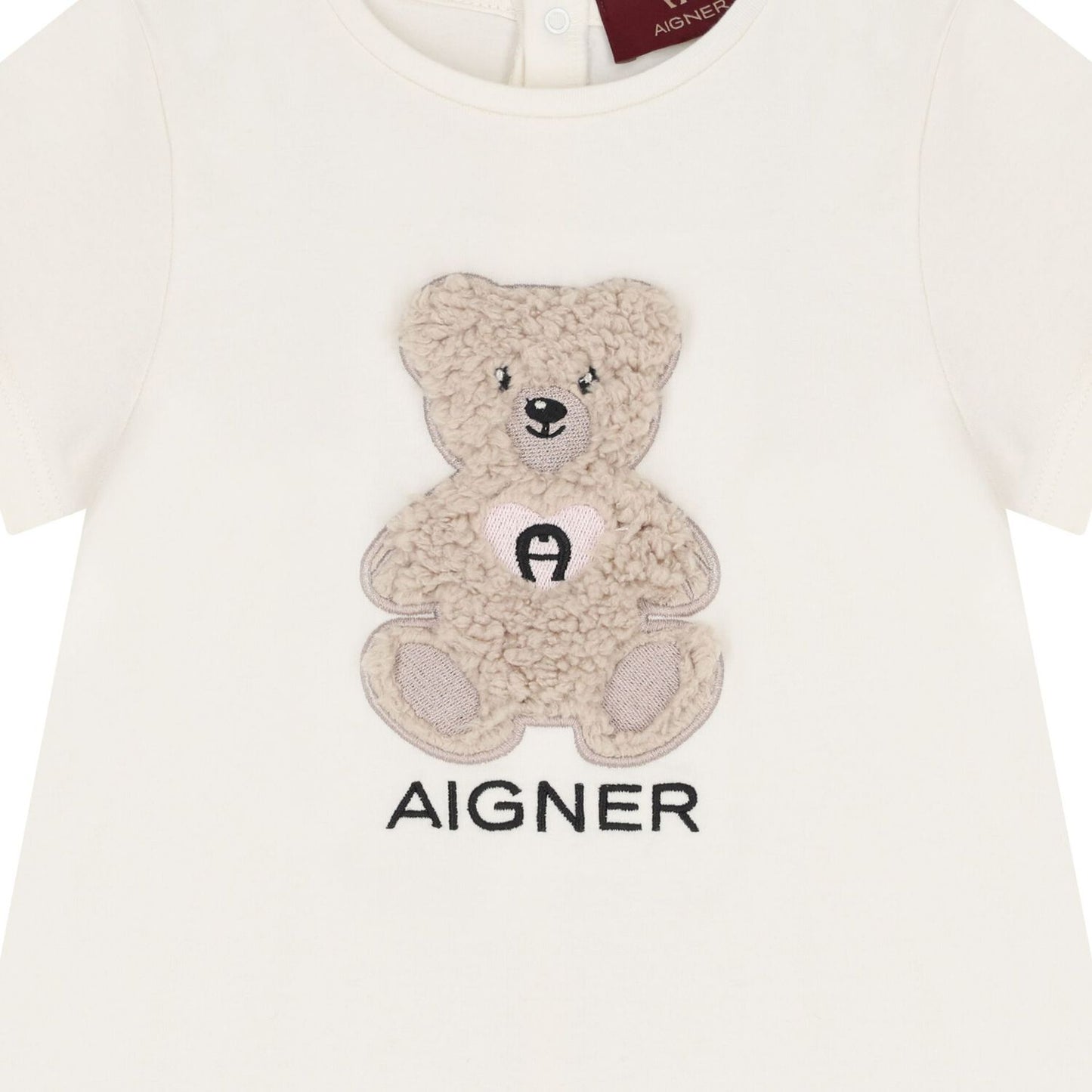 AIGNER Younger Girls Ivory Teddy Bear Logo Dress