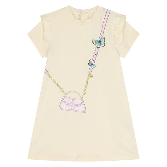 AIGNER Girls Ivory Bag Logo Dress