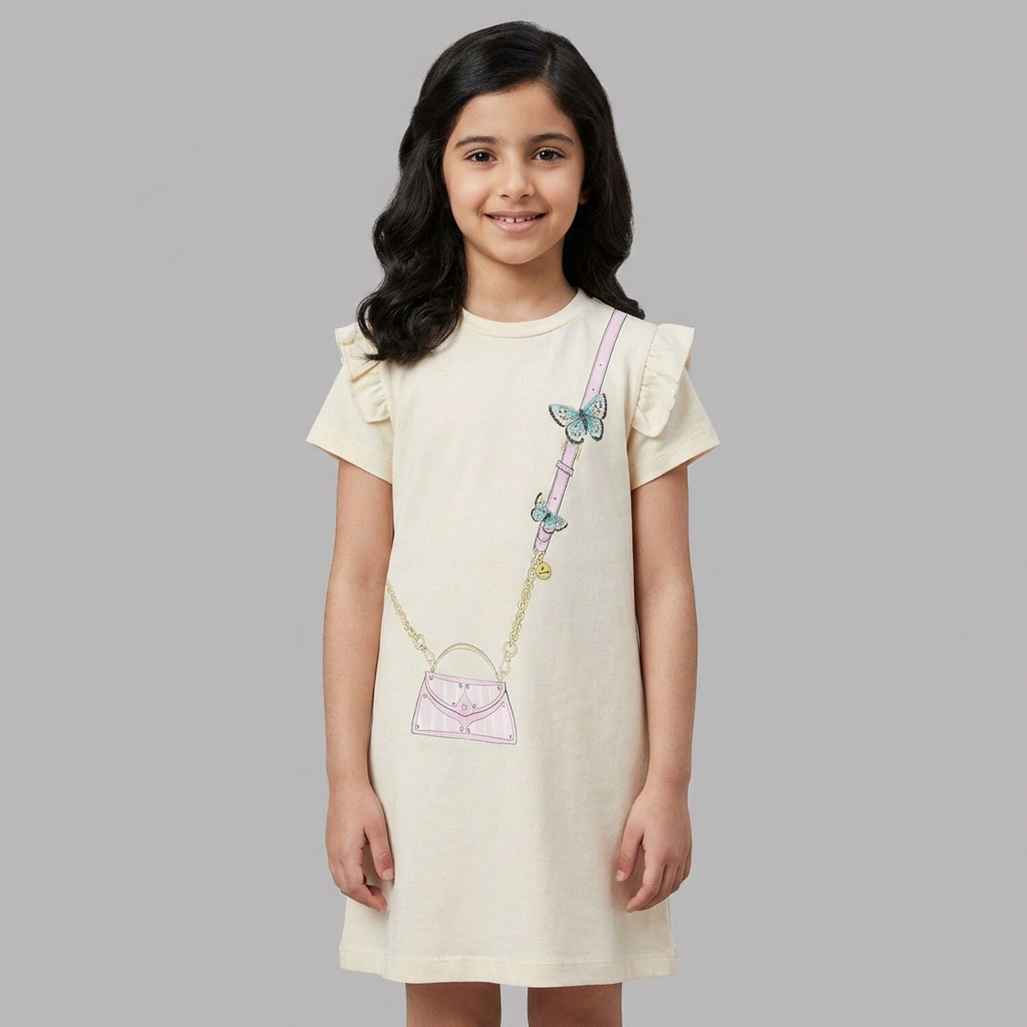 AIGNER Girls Ivory Bag Logo Dress
