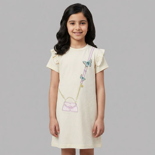 AIGNER Girls Ivory Bag Logo Dress