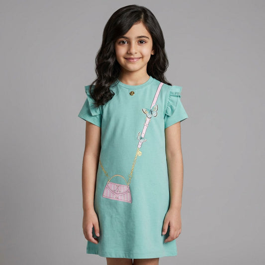 AIGNER Younger Girls Green Bag Logo Dress