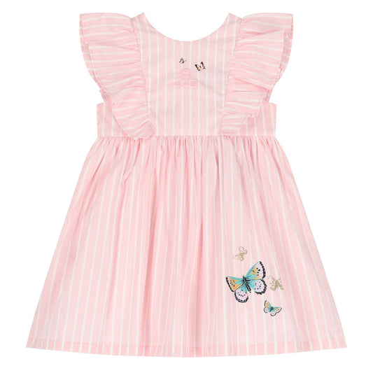 AIGNER Younger Girls Pink Logo Striped Dress