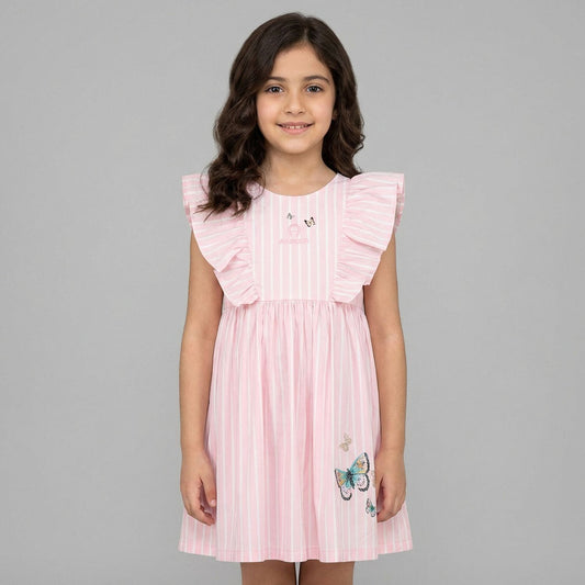 AIGNER Younger Girls Pink Logo Striped Dress
