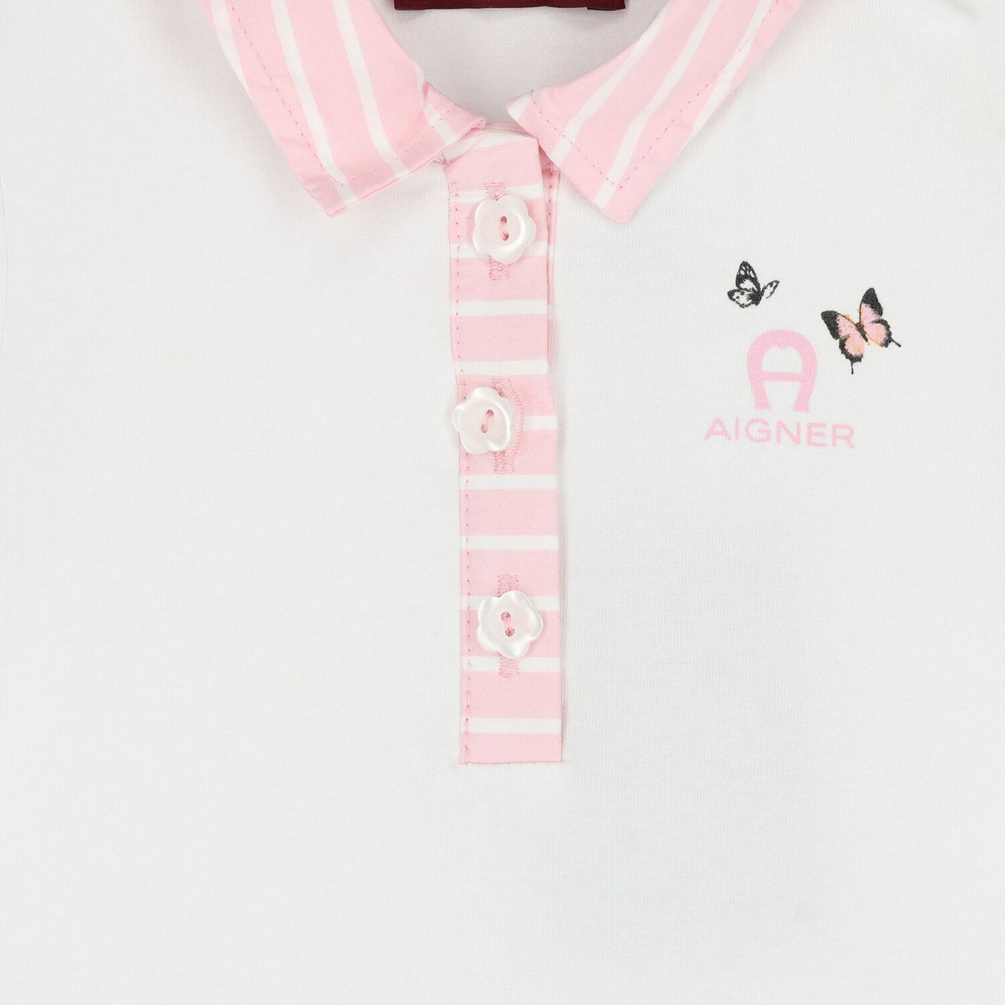 AIGNER Younger Girls White & Pink Butterflies Logo Dress