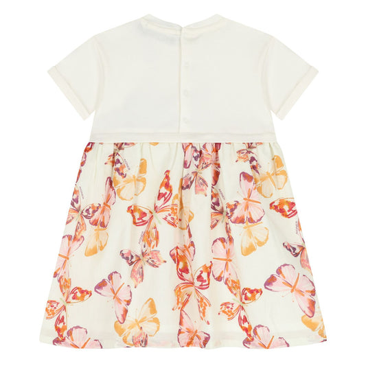 AIGNER Younger Girls Ivory & Pink Butterflies Logo Dress