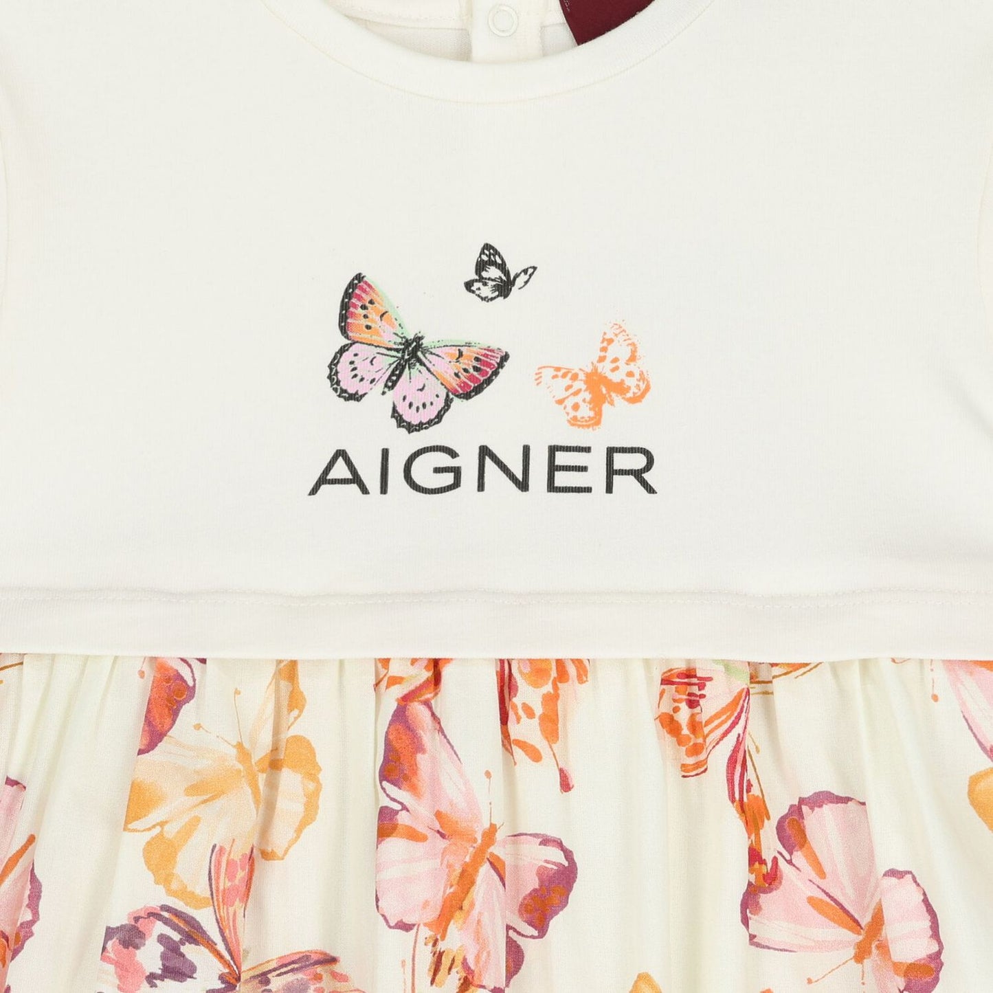 AIGNER Younger Girls Ivory & Pink Butterflies Logo Dress