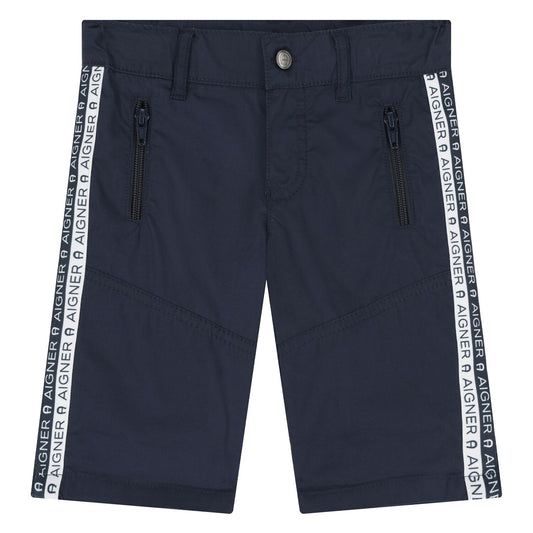AIGNER Younger Boys Navy Logo Shorts