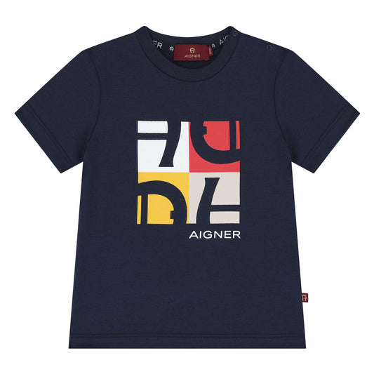 AIGNER Younger Boys Navy Blue Logo T-Shirt