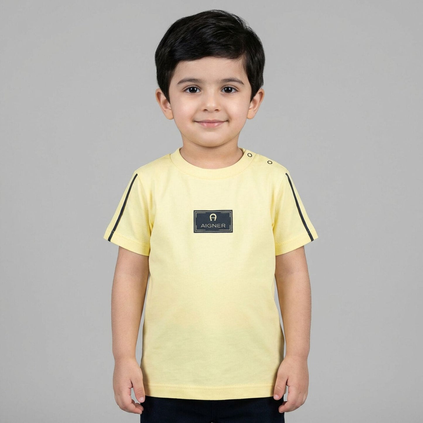 AIGNER Younger Boys Yellow Logo T-Shirt