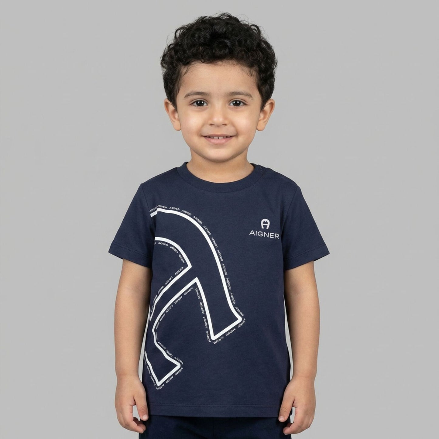 AIGNER Younger Boys Navy Blue Logo T-Shirt
