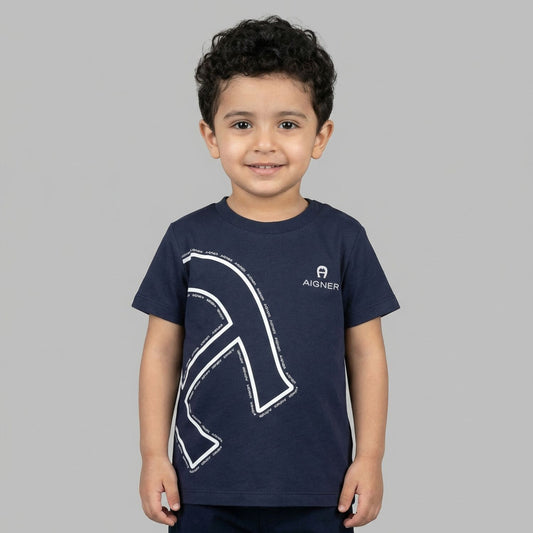 AIGNER Younger Boys Navy Blue Logo T-Shirt