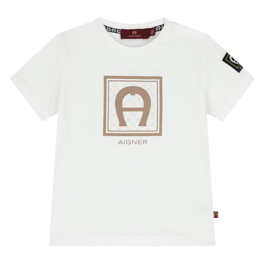 AIGNER Younger Boys White Logo T-Shirt