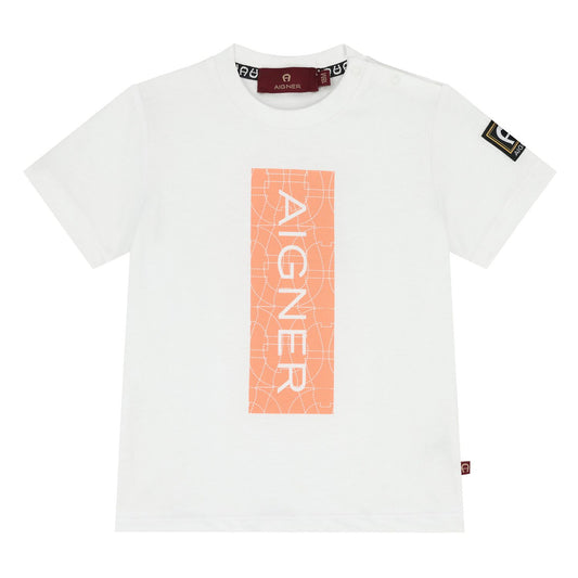 AIGNER Younger Boys White Logo T-Shirt