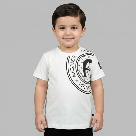 AIGNER Younger Boys Ivory Logo T-Shirt