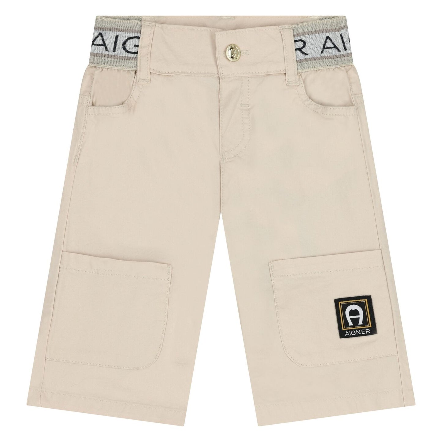 AIGNER Younger Boys Beige Logo Shorts